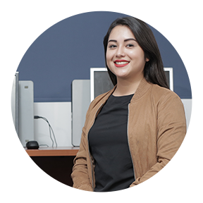 woman smiling at call center